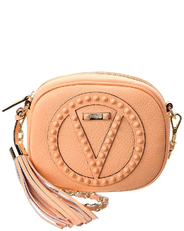 Leather - Trimmed Denim Crossbody Bag in Blue for a Vintage - Inspired LookValentino by Mario Valentino Nina Rock Leather Crossbody Leather - Trimmed Denim Crossbody Bag in Blue for a Vintage - Inspired LookValentino by Mario Valentino Nina Rock Leather Crossbody