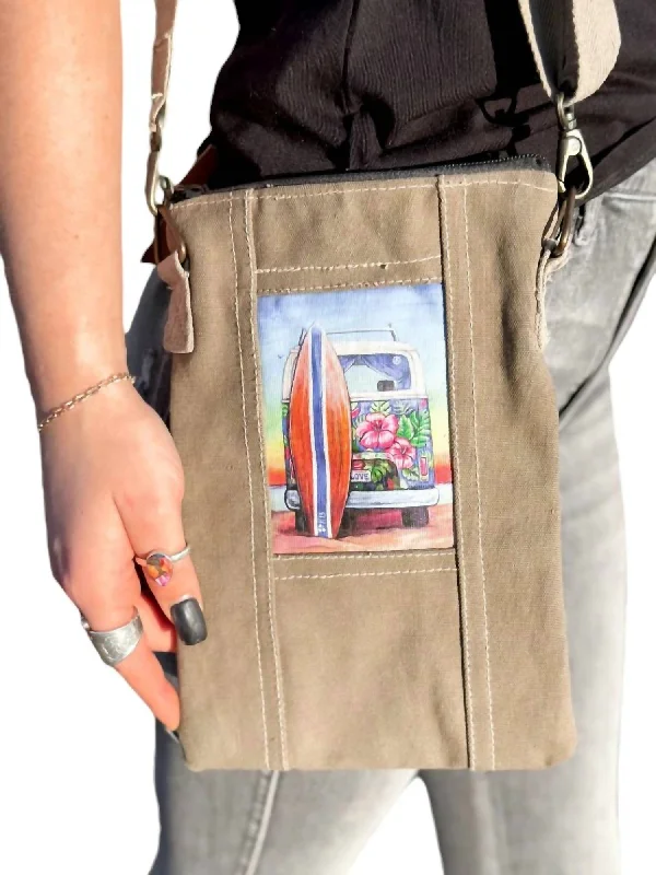 Medium - sized Canvas Crossbody Bag in Beige with Floral Print for Spring OutingsVw Summer Lovin' Recycled Military Tent Crossbody Bag Medium - sized Canvas Crossbody Bag in Beige with Floral Print for Spring OutingsVw Summer Lovin' Recycled Military Tent Crossbody Bag
