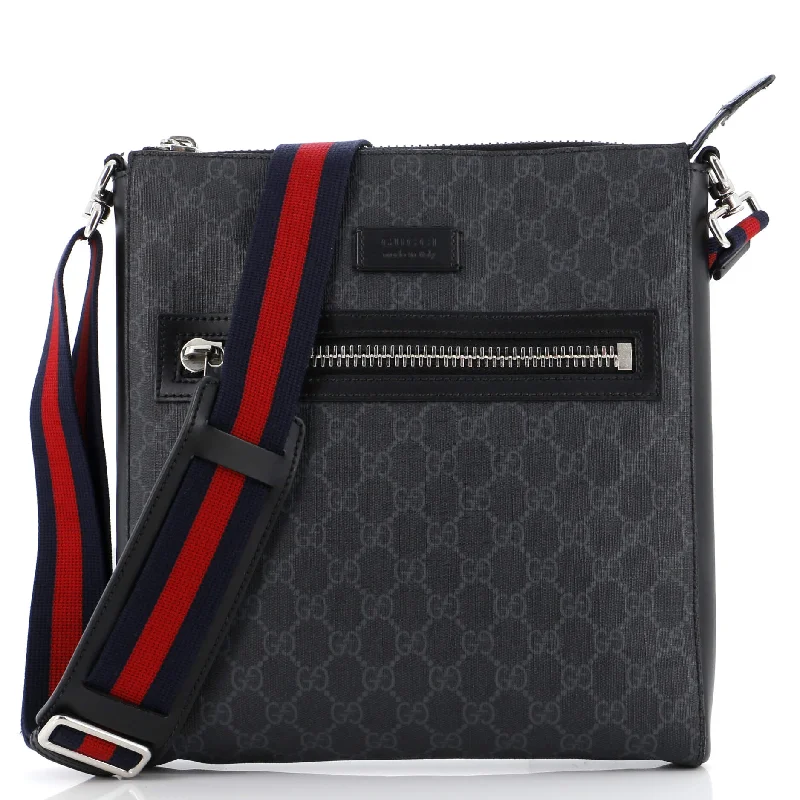 Women's Crossbody Bag with Zippered Pocket on the Back in Red for SecurityWeb Strap Front Zip Messenger Bag GG Coated Canvas Medium Women's Crossbody Bag with Zippered Pocket on the Back in Red for SecurityWeb Strap Front Zip Messenger Bag GG Coated Canvas Medium