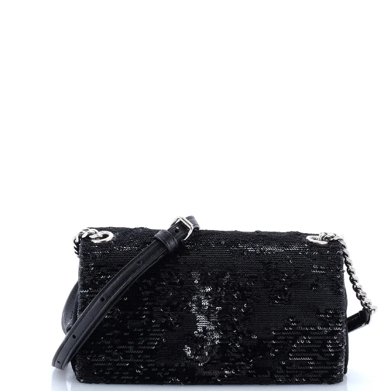 Women's Small Leather Crossbody Bag in Black with Gold Hardware for Evening PartiesWest Hollywood Crossbody Bag Sequins and Satin Toy