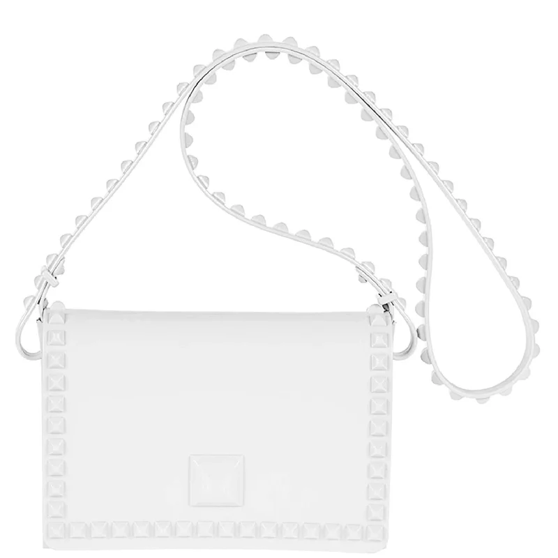 Leather - Trimmed Denim Crossbody Bag in Blue for a Vintage - Inspired LookWomen's Graziella Flap Crossbody Bag In White Leather - Trimmed Denim Crossbody Bag in Blue for a Vintage - Inspired LookWomen's Graziella Flap Crossbody Bag In White
