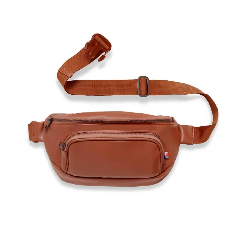 Geometric - Printed PVC Crossbody Bag in Multicolor for Trendy Street StyleWomen's Vegan Leather Fanny Pack Bag In Brown Geometric - Printed PVC Crossbody Bag in Multicolor for Trendy Street StyleWomen's Vegan Leather Fanny Pack Bag In Brown